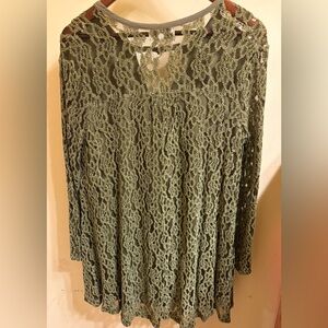 Altar'd State Olive Lace Long Sleeve Top